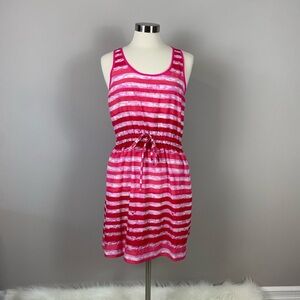 GAP Dress Sleeveless Shift Sheath Watercolor Striped Preppy Summer Pink Small